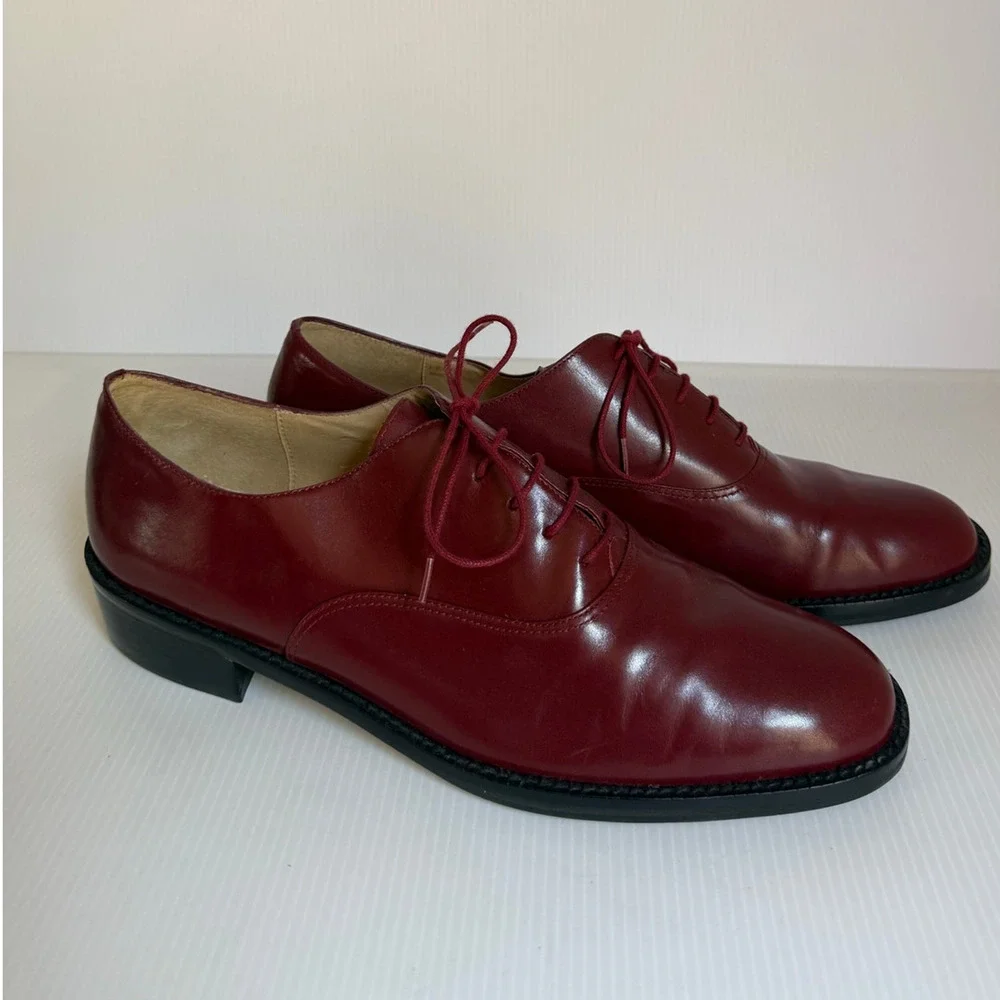 Vintage Leather Oxford Shoes Red for Men, The Shoe Loft, Made in Brazil Size 10M